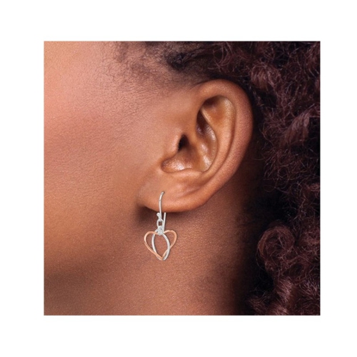 Sterling Silver with Rose Vermeil Heart Dangle Earrings