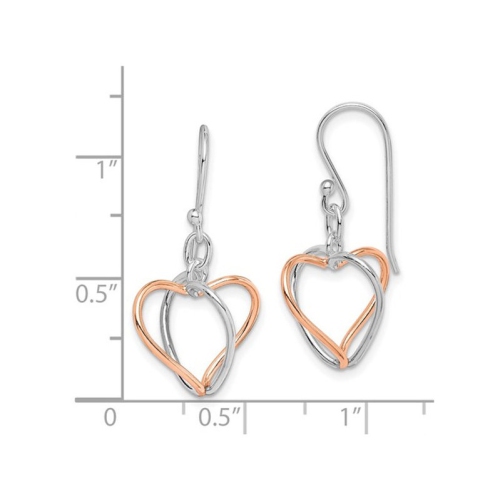 Sterling Silver with Rose Vermeil Heart Dangle Earrings