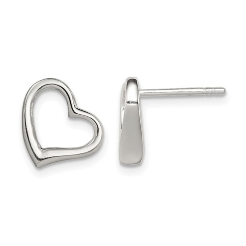 GEM AND HARMONY  Sterling Polished Open Heart Post Earrings In Silver