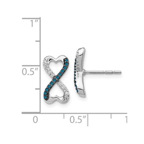 1/7 Carat Blue Diamond Infinity Heart Earrings in 14K White Gold