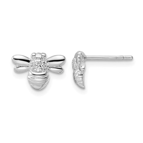 GEM AND HARMONY  Sterling Bumble Bee Earrings Post Earrings With Cubic (Cz) In Silver