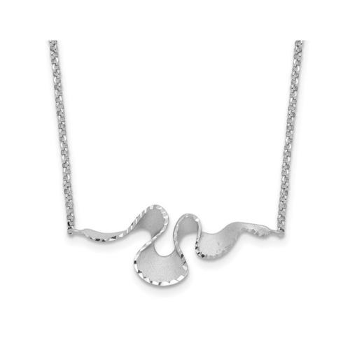GEM AND HARMONY  Sterling Satin And Diamond-Cut Wave Necklace In Silver
