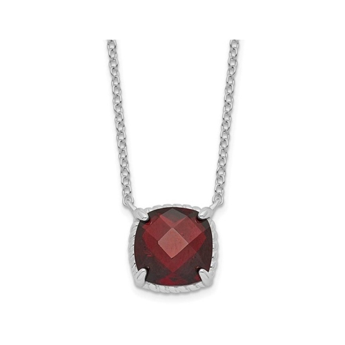 GEM AND HARMONY  2.40 Carat (Ctw) Garnet Pendant Necklace In Sterling In Silver
