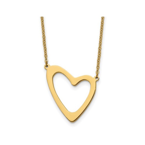 Stainless Steel Polished Yellow Plated Heart Pendant Necklace with 17 inch Extendable Necklace