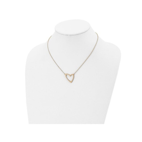 Stainless Steel Polished Yellow Plated Heart Pendant Necklace with 17 inch Extendable Necklace