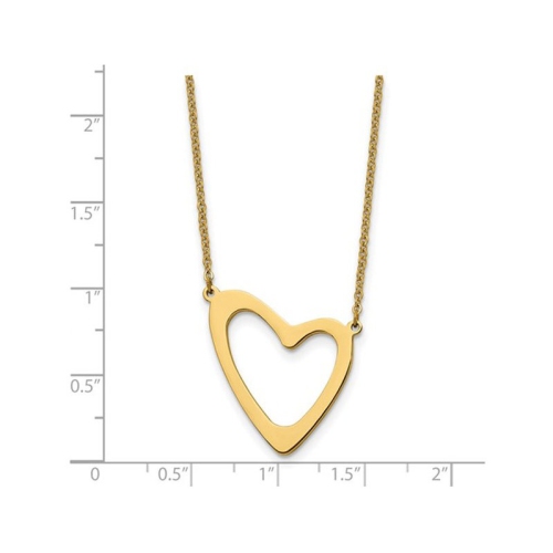 Stainless Steel Polished Yellow Plated Heart Pendant Necklace with 17 inch Extendable Necklace