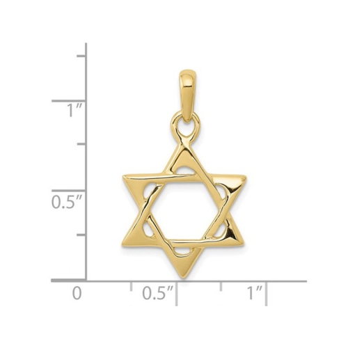 10K Yellow Gold Star Of David Pendant Necklace with Chain