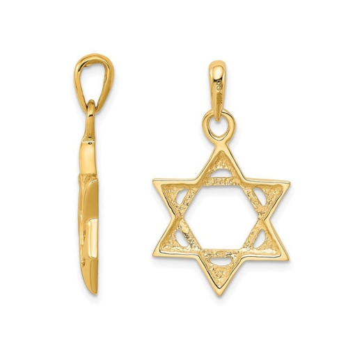 10K Yellow Gold Star Of David Pendant Necklace with Chain
