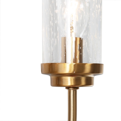 Modern 6-Light Electroplated Gold Chandelier with Seeded Glass