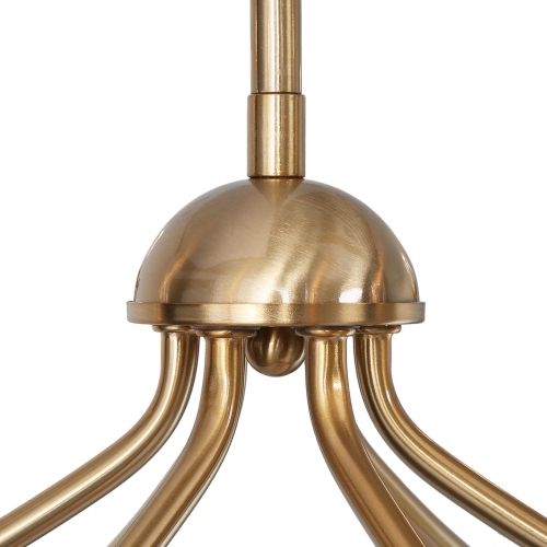 Modern 6-Light Electroplated Gold Chandelier with Seeded Glass