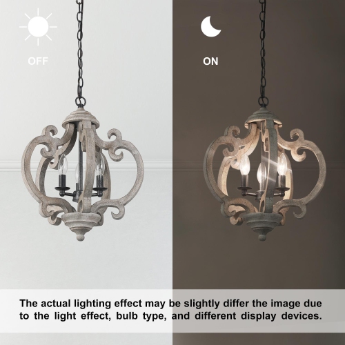 Lustre champêtre à 3 lumières à candélabre