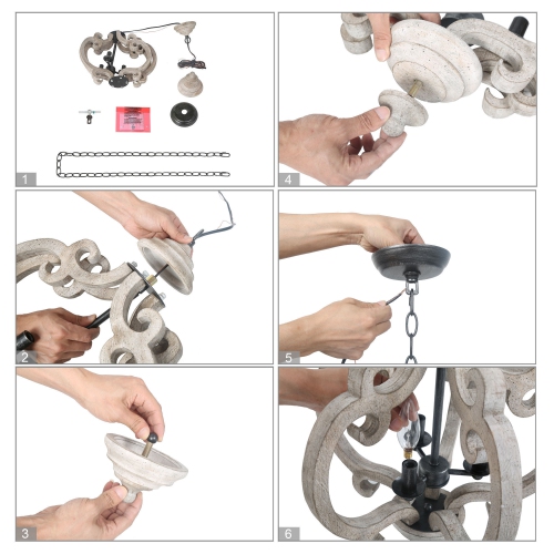 Lustre champêtre à 3 lumières à candélabre