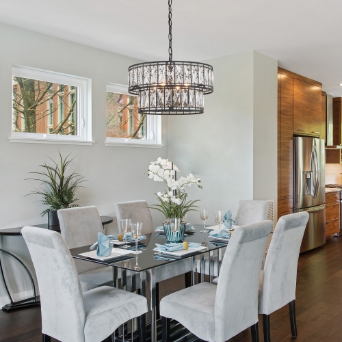 Modern 4-Light Two Tiers Cystal Chandelier