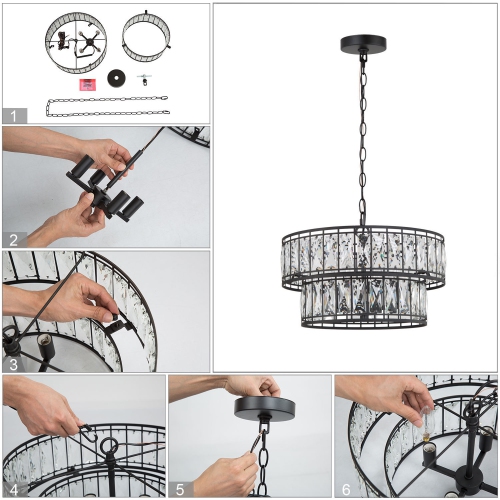 Modern 4-Light Two Tiers Cystal Chandelier
