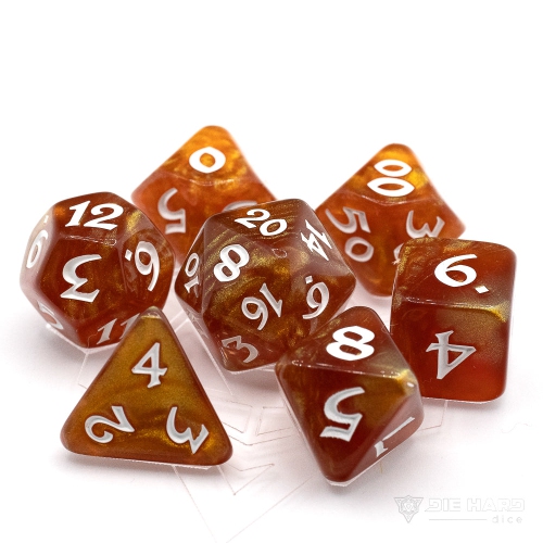 Die Hard Dice Polyhedral RPG 7-Dice Set: Elessia Bloodfire with White