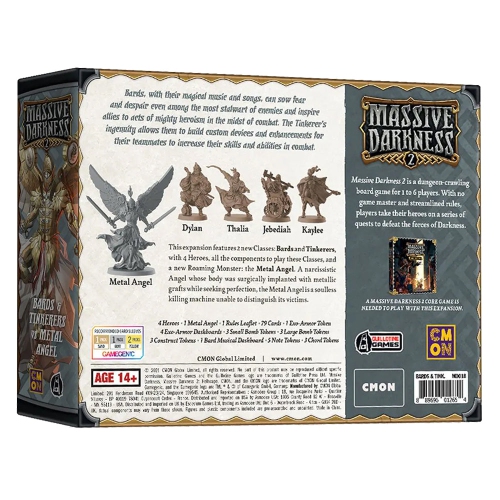 CMON Massive Darkness 2: Bards & Tinkerers vs Metal Angel 1-6 players, ages 14+, 60-120 minutes