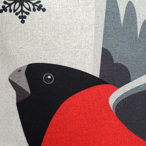 Winter Finch Flying Bird Christmas Pillow