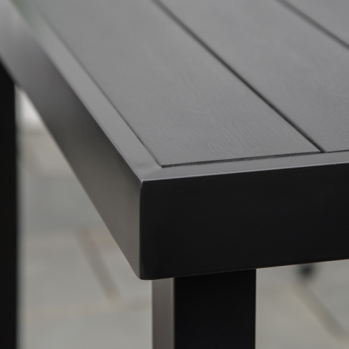 Outsunny 55" L x 35.5" W x 29.25" H Patio Dining Table for 6, Rectangular Aluminum Outdoor Table for Garden Lawn Backyard, Black