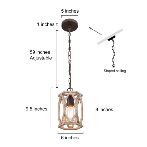 Rustic Country 1-Light Single Cylinder Pendant