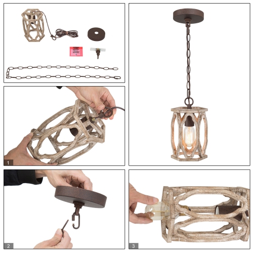 Rustic Country 1-Light Single Cylinder Pendant