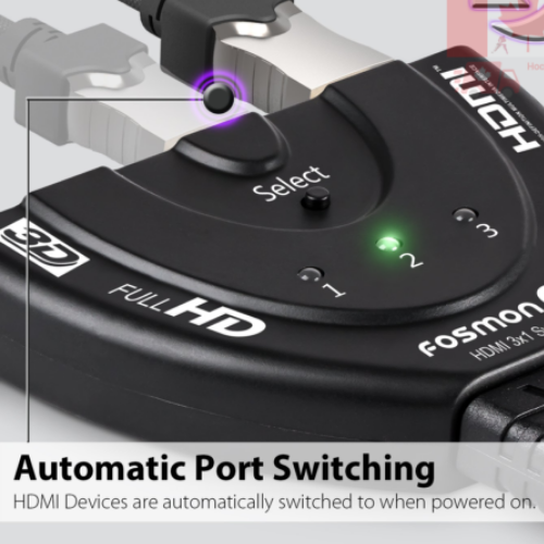 3-Port HDMI Switch Switcher [Auto Switch Support Full HD 3D 1080p HDCP] with 24K Gold Plated