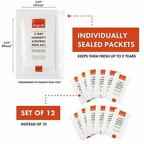 12 Pack of 4 Gram 2-Way 62 Humidity Control Packs for Dry Herbs