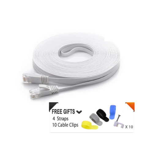 Cat 6 Ethernet Cable 50ft White at a Cat5e Price but Higher Bandwidth Flat Internet Network Cables