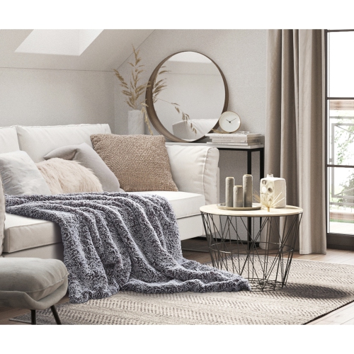 INSPIRED HOME  "cozy Tyme Kayley Knit Throw Two Tone 50""x60"", Grey"