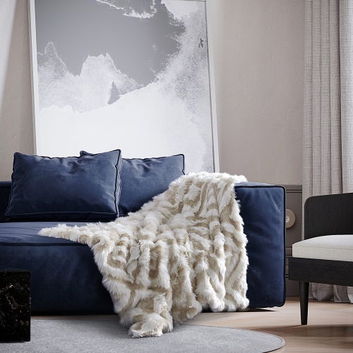 INSPIRED HOME Cozy Tyme Jaslyn Knit Throw Luxuriously Soft 50"x60", Ivory