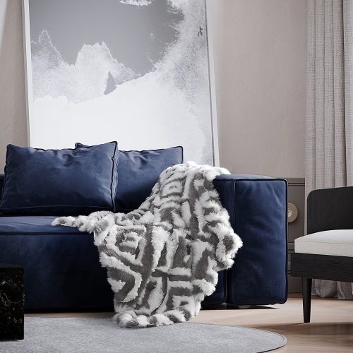 INSPIRED HOME Cozy Tyme Jaslyn Knit Throw Luxuriously Soft 50"x60", Grey