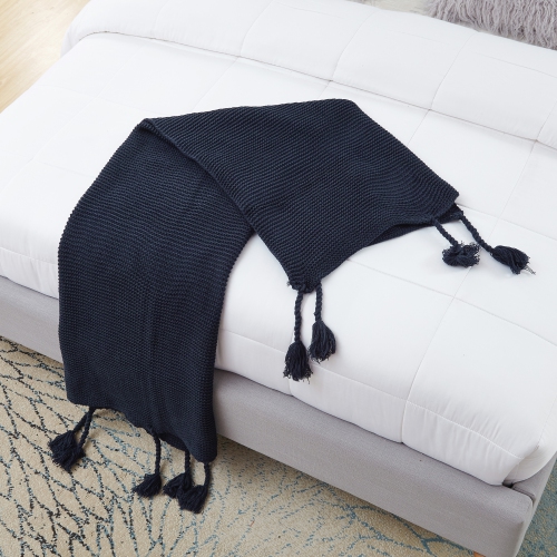 Cozy Tyme Rebeca Acrylic Knit Throw Wool-like 50"x60", Navy
