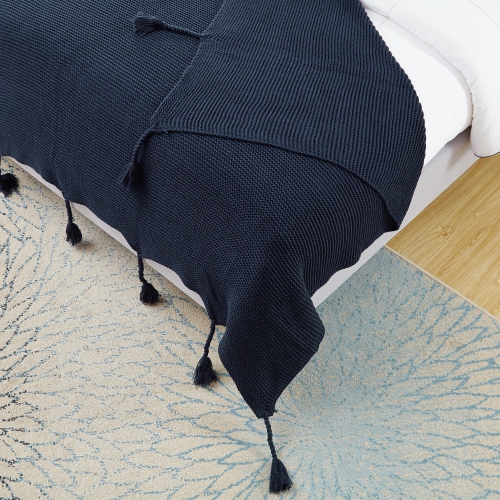 Cozy Tyme Rebeca Acrylic Knit Throw Wool-like 50"x60", Navy