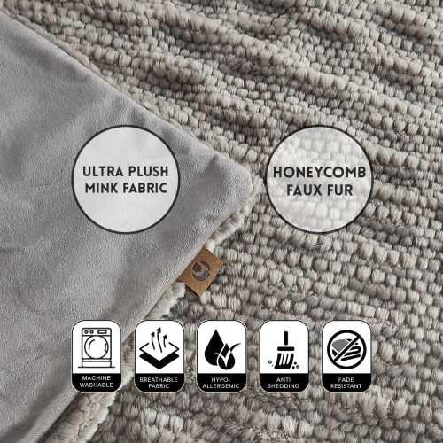 Cozy Tyme Jackeline Knit Throw Extra Soft, Silk Touch 50"x60", Grey