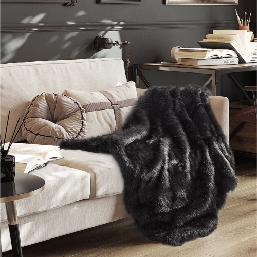 INSPIRED HOME Cozy Tyme Tahlia Knit Throw Cozy 50"x60", Grey Wolf