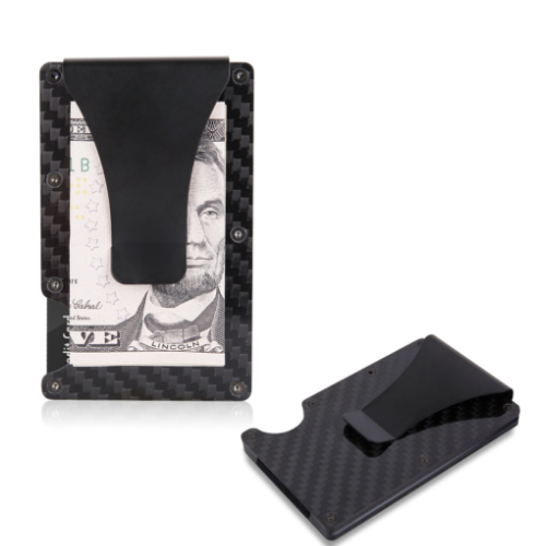 Carbon Fiber Wallet RFID Blocking Credit Card Holder Metal Wallet