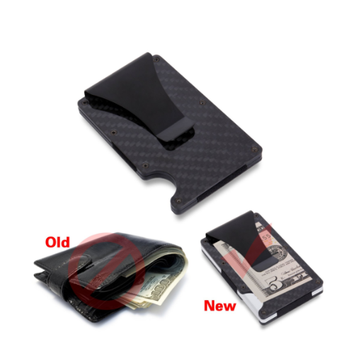 Carbon Fiber Wallet RFID Blocking Credit Card Holder Metal Wallet