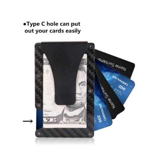 Carbon Fiber Wallet RFID Blocking Credit Card Holder Metal Wallet