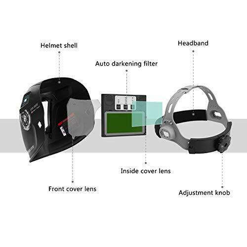 Masque de soudage À énergie solaire PRO, capuchon à assombrissement automatique avec large plage d’ombrage réglable