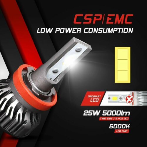 H11 LED Bulbs 50W 6000K 10000 Lumens Extremely Bright H8 H9 CSP Chips Headlight Conversion Kit