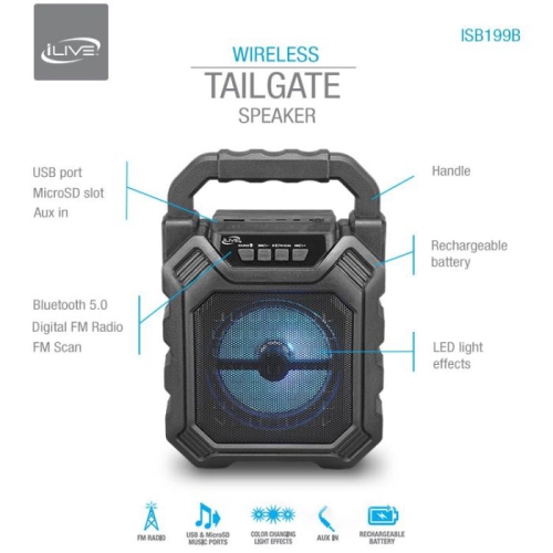 iLive Wireless Tailgate Speaker ISB199B Best Buy Canada