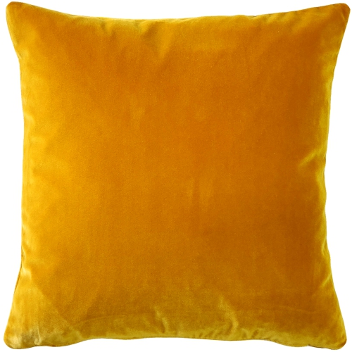 Castello Deep Yellow Velvet Throw Pillow 17x17 with Polyfill Pillow Insert