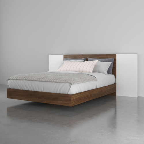 Nexera 3Piece Bedroom Set With Bed Frame, Headboard & Extension Panels, Walnut & White Best