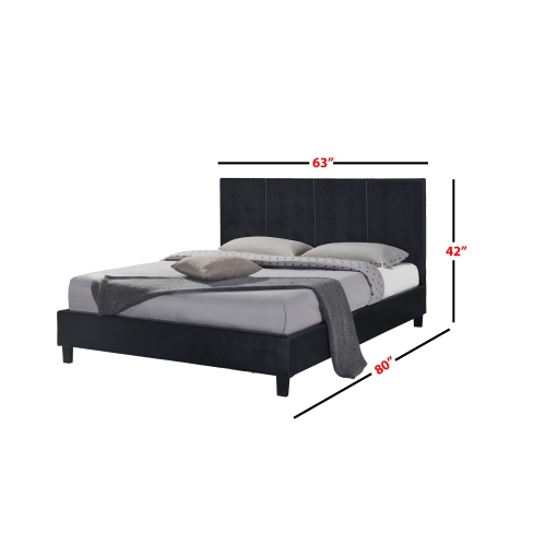 Black Uptown PU Upholstered Queen Size Platform Bed
