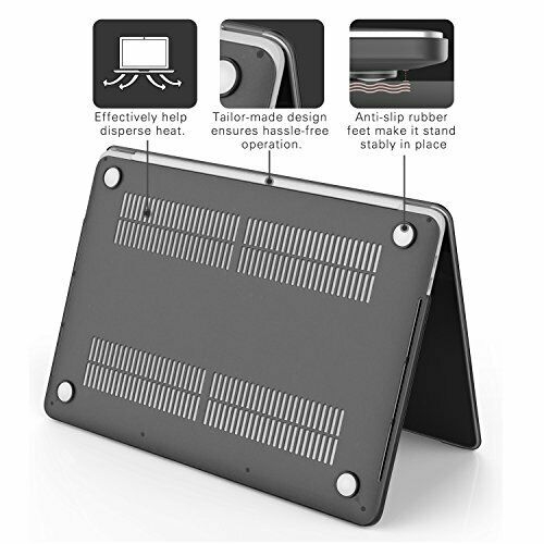 Hard Shell MacBook Pro 13 Case Protective Cover Translucent Stylish Design Black