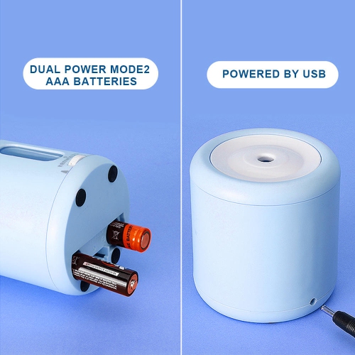 Taille de crayon électrique alimenté par pile ou USB, taille de pointe réglable pour une utilisation à la maison, à l'école, au bureau, bleu