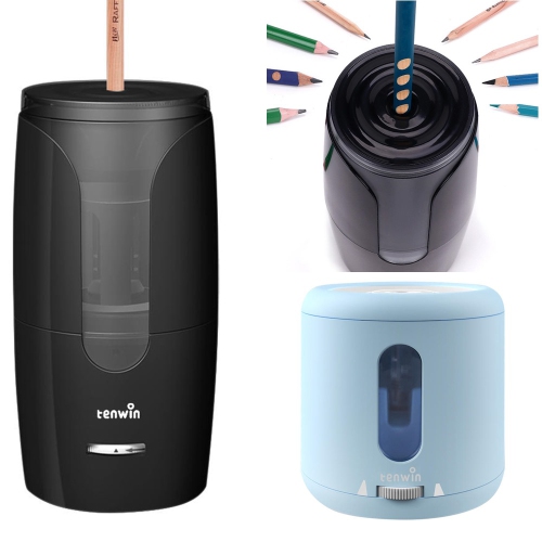 Taille de crayon électrique alimenté par pile ou USB, taille de pointe réglable pour une utilisation à la maison, à l'école, au bureau, bleu