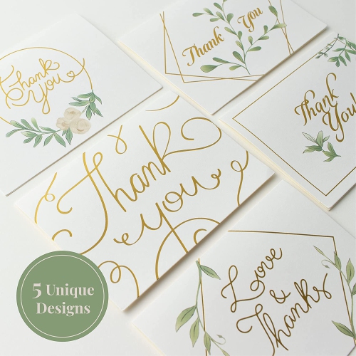 Rileys & Co Thank You Wedding Cards with Envelopes & Stickers, 100 Bulk Pack, Silver Foil, Mr and Mrs Thank You Notes Bulk Cards, | Thank You From