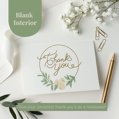 Rileys & Co Thank You Wedding Cards with Envelopes & Stickers, 100 Bulk Pack, Silver Foil, Mr and Mrs Thank You Notes Bulk Cards, | Thank You From