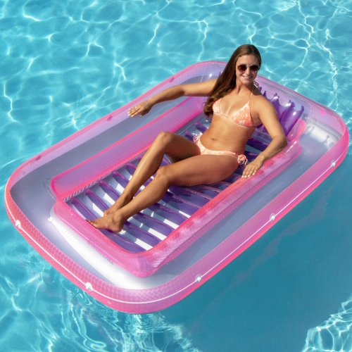 Inflatable Tub Pool Swimming Pool Raft Lounger - 71" - Pink and Purple