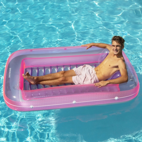 Inflatable Tub Pool Swimming Pool Raft Lounger - 71" - Pink and Purple